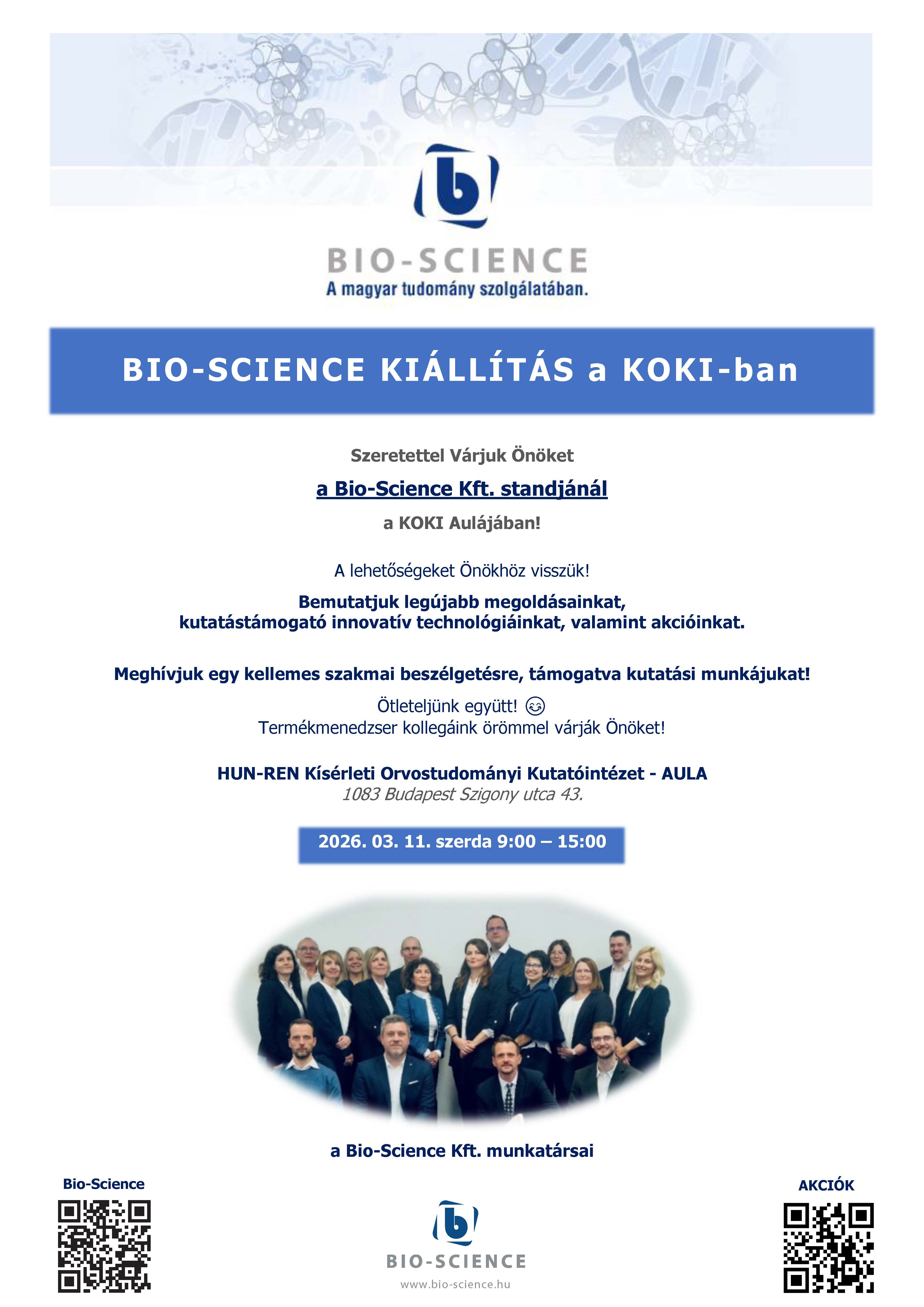 MEGHÍVÓ  Bio Science KIÁLLÍTÁS a KOKI ban   2026.03.11.
